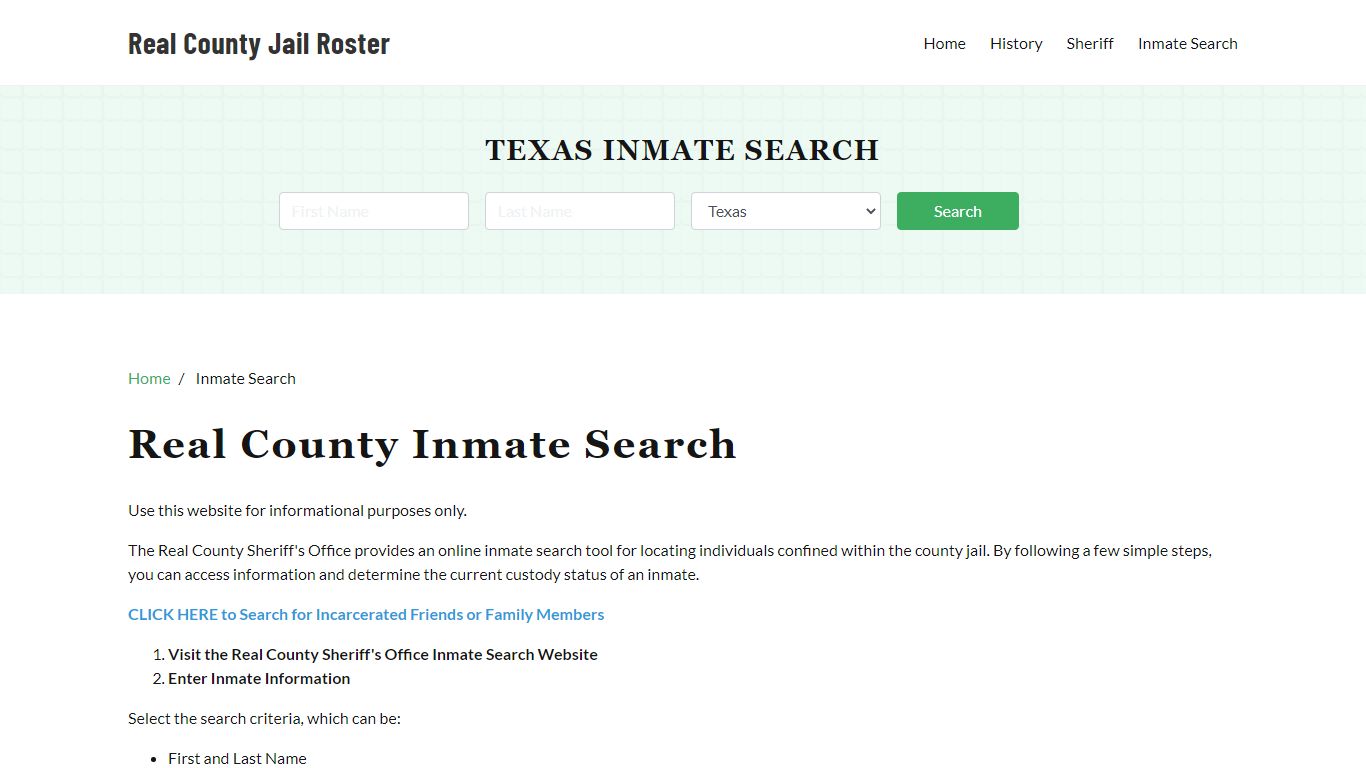 Real County, TX Detainee Lookup