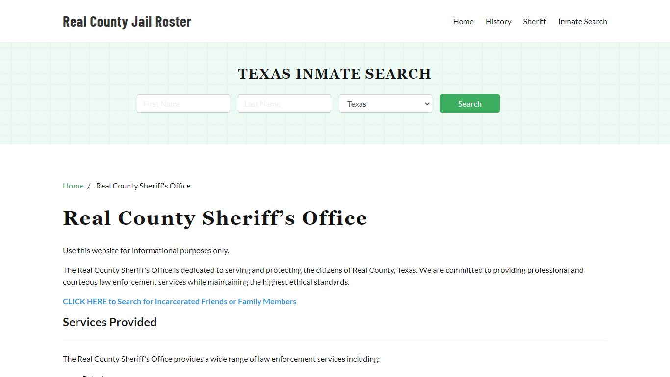 Real County Sheriff Office, TX, Arrest Warrants Search